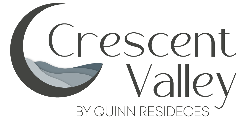 The image is a logo for Crescent Valley by Quinn Residences.